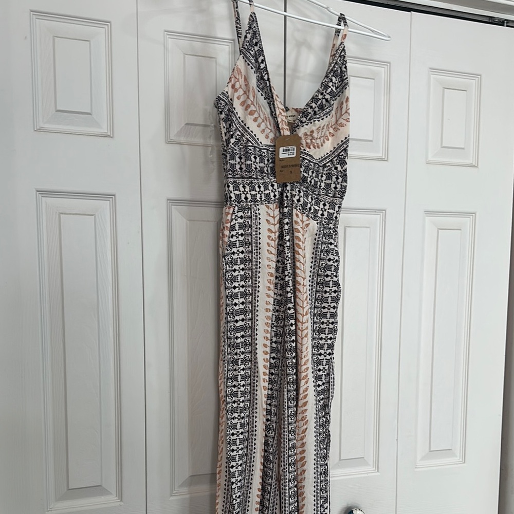 Black and Cream Patterned Jumpsuit